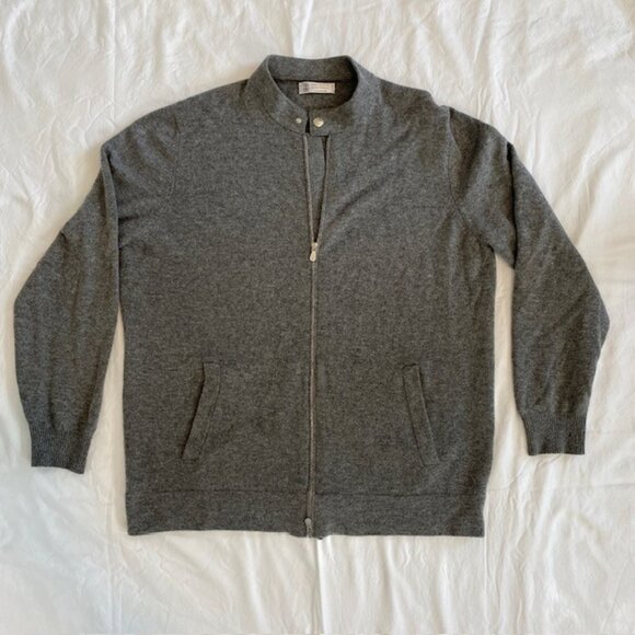 BRUNELLO CUCINELLI Gray 100% Cashmere Cardigan Jacket XL - Picture 1 of 15